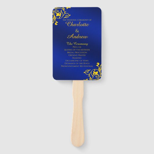 Éventail Royal Blue and Gold Wedding Program (Devant)