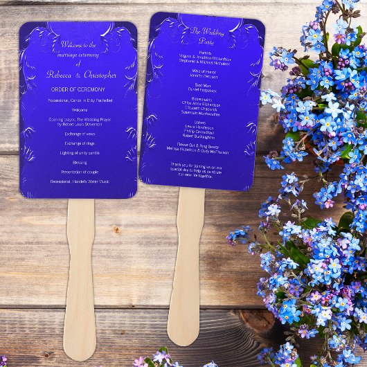 Éventail Royal Blue Elegance Wedding Program