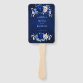 Éventail Royal Blue White Silver Floral Wedding Programme (Devant)