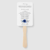 Éventail Royal Blue White Silver Floral Wedding Programme (Dos)