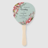 Éventail Ruban d'or et bouquets Fuchsia Protea (Devant)