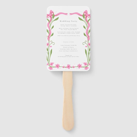 Éventail Ruban lunaire Programmes de mariage floral (Dos)