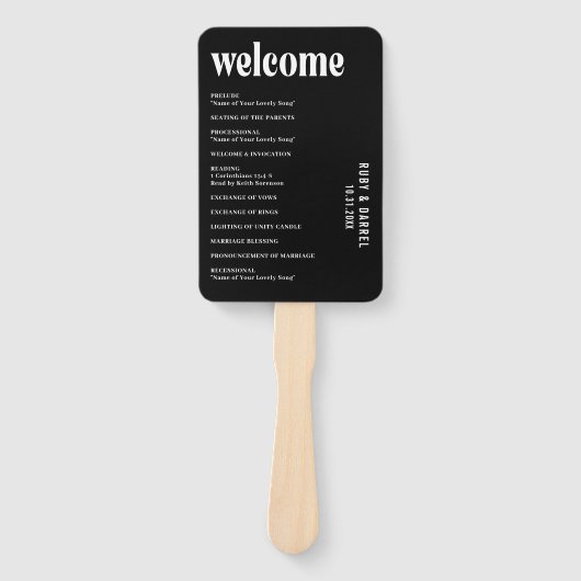 Éventail Ruby Black Mariage moderne (Devant)