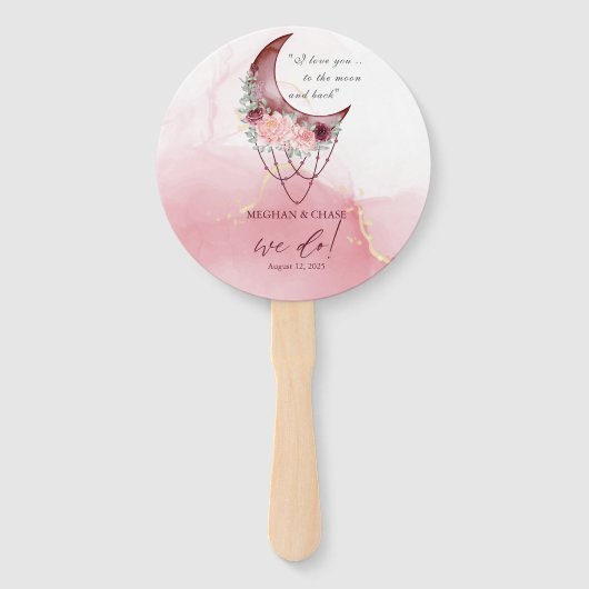 Éventail Russe BOHO Watercolor Crescent Moon (Devant)