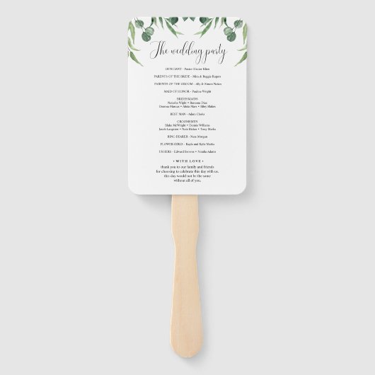 Éventail Russe Eucalyptus Feuille programme de cérémonie ma (Dos)