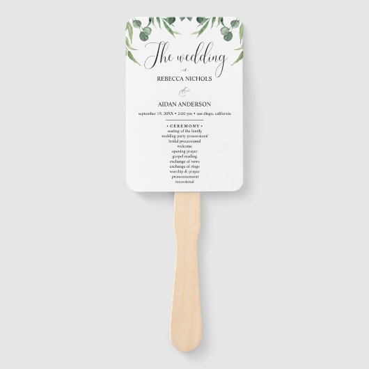 Éventail Russe Eucalyptus Feuille programme de cérémonie ma (Devant)