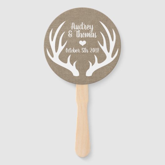 Éventail Russe Faux Burlap & White Deer Antler Mariage (Devant)