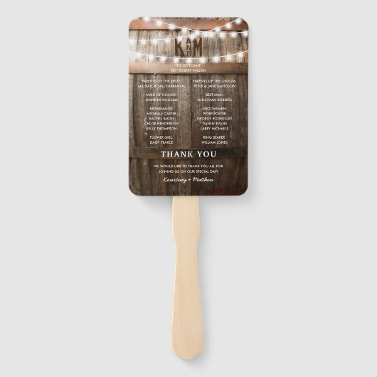 Éventail Rustic Baby's Breath Lights Wedding Programme (Dos)