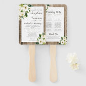 Éventail Rustic Barn Wood Floral Mariage Cérémonie Programm (Devant et derrière)