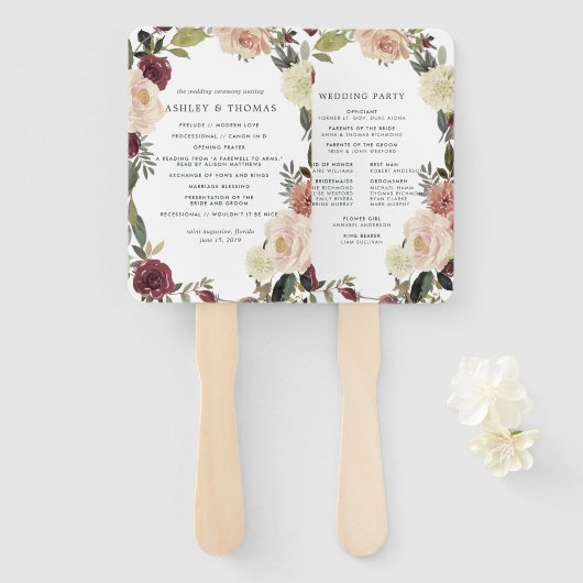 Éventail Rustic Bloom Wedding Programme (Devant et derrière)