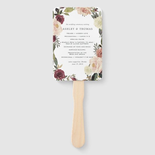 Éventail Rustic Bloom Wedding Programme (Devant)