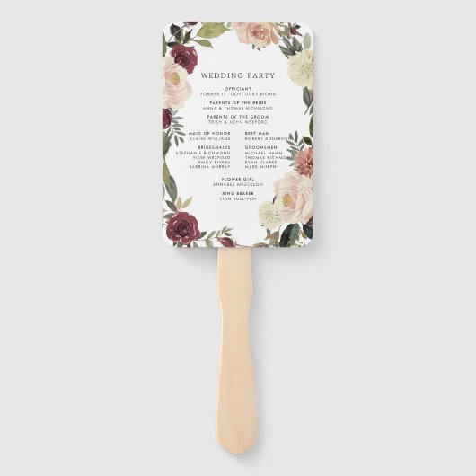 Éventail Rustic Bloom Wedding Programme (Dos)
