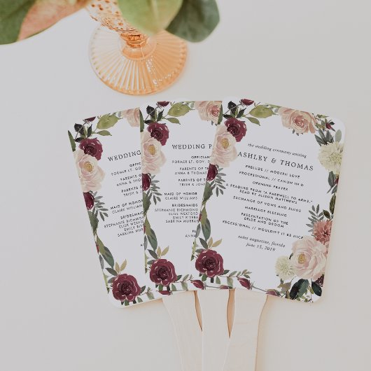 Éventail Rustic Bloom Wedding Programme