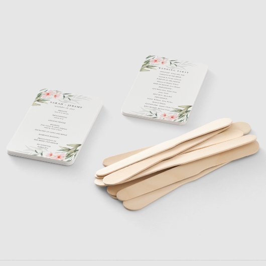 Éventail Rustic Blush Green Programme de mariage floral (Non-assemblé)