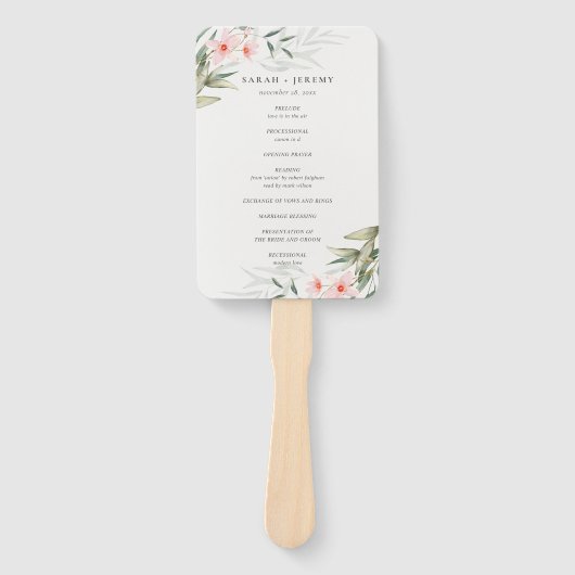 Éventail Rustic Blush Green Programme de mariage floral (Devant)