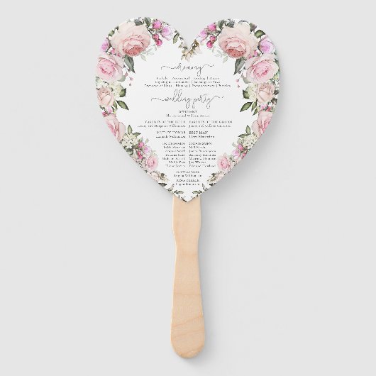 Éventail Rustic Blush Rose Rose Floral Programme de mariage (Dos)