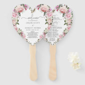 Éventail Rustic Blush Rose Rose Floral Programme de mariage (Devant et derrière)