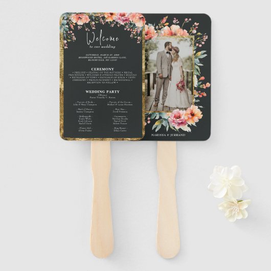 Éventail Rustic Country Floral Sage Green Wedding Programme (Devant et derrière)