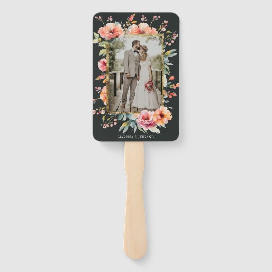 Éventail Rustic Country Floral Sage Green Wedding Programme (Dos)