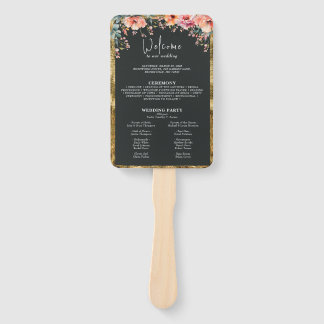 Éventail Rustic Country Floral Sage Green Wedding Programme