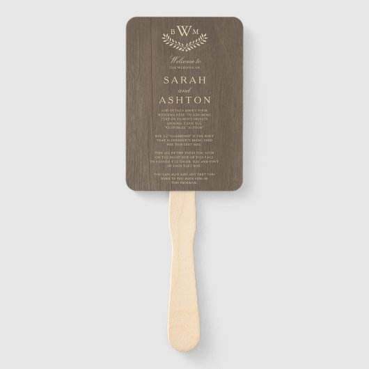 Éventail Rustic Country Wood Design Programme de mariage (Devant)