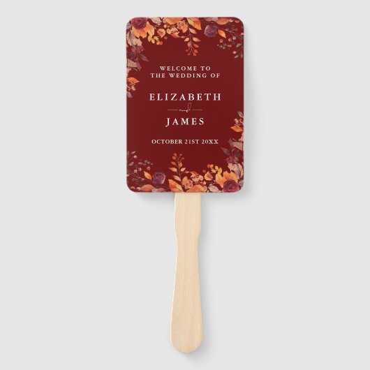 Éventail Rustic Fall Autumnal Burgundy Wedding Program (Devant)