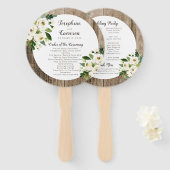 Éventail Rustic Floral Barn Wood Mariage programme de cérém (Devant et derrière)