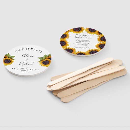 Éventail Rustic floral elegant script wedding save date (Non-assemblé)