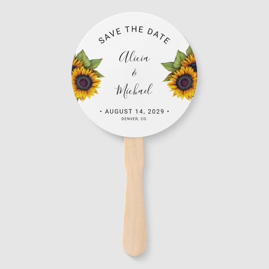 Éventail Rustic floral elegant script wedding save date (Devant)