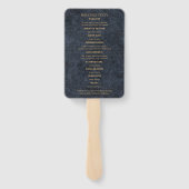Éventail Rustic Glam Blue Gold Wedding Programme (Dos)