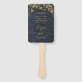 Éventail Rustic Glam Blue Gold Wedding Programme (Devant)