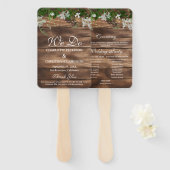 Éventail Rustic Grange Wood Floral Wedding Programme (Devant et derrière)