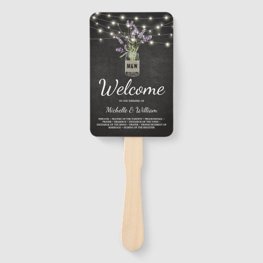 Éventail Rustic Lavender Mason Jar Programme de mariage (Devant)