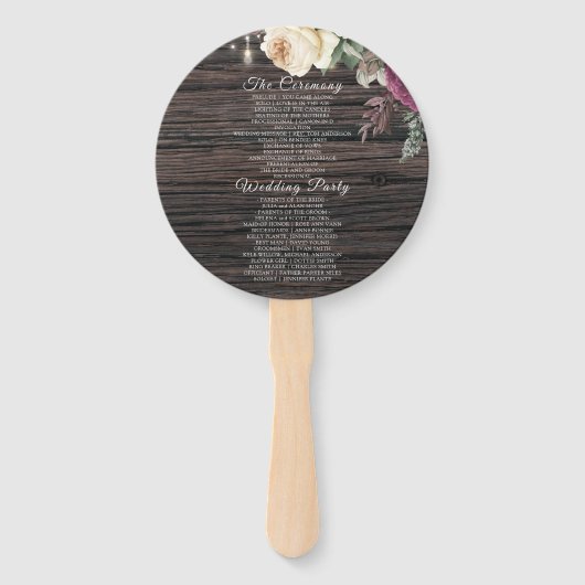 Éventail Rustic Mariage Lace Floral Wedding Programme (Dos)