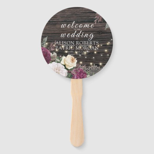 Éventail Rustic Mariage Lace Floral Wedding Programme (Devant)