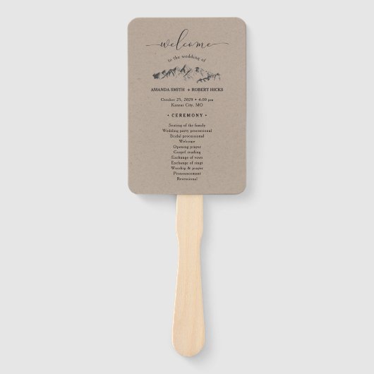 Éventail Rustic Mountain Wedding Program (Devant)