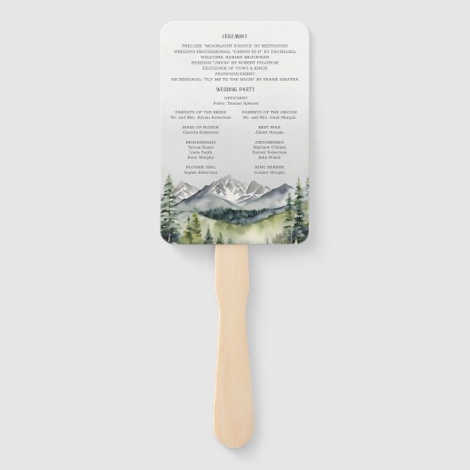 Éventail Rustic Mountains Adventure Photo Wedding Programme (Dos)
