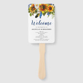 Éventail Rustic Navy Sunflower Boho Programme de mariage (Devant)