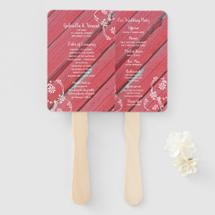 Éventail Rustic Red Grange Wood Mariage campagnard Programm
