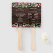 Éventail Rustic String Lumières Bourgogne Floral Programme (Devant et derrière)