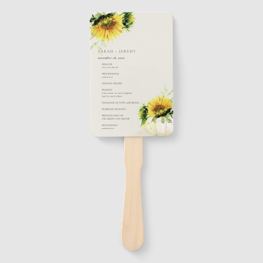 Éventail Rustic Sunflower Citrouille Floral Wedding Program (Devant)