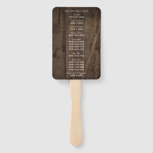 Éventail Rustic Sunflower Country Programme de mariage de g (Dos)