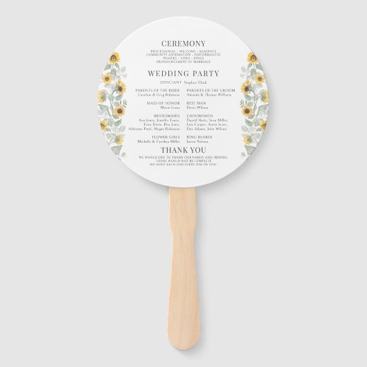 Éventail Rustic Sunflower Wreath Programme Mariage de autom (Dos)