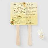 Éventail Rustic Sunflower Yellow Watercolor Wedding Program (Devant et derrière)