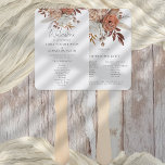 Éventail Rustic Terracotta Florals Programme Mariage de aut<br><div class="desc">Rustic Terracotta Florals Programme Mariage de automne. De beaux floraux dans les couleurs d'automne décorent le dessus de chaque côté avec un script pour Bienvenue. Le reste du texte des deux côtés peut être facilement personnalisé.</div>