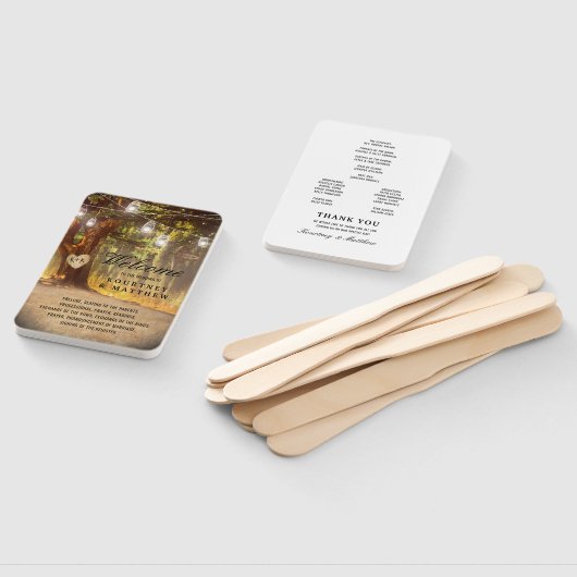 Éventail Rustic Tree Lake Twinkle Lights Wedding Programme (Non-assemblé)