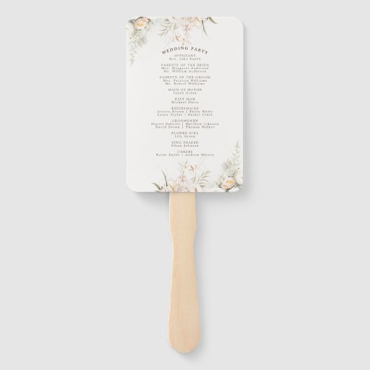Éventail Rustic White Blooms programme de mariage (Dos)