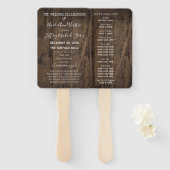 Éventail Rustic Wood Country Programme de mariage de la gra (Devant et derrière)