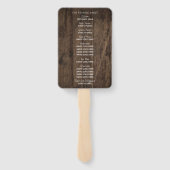 Éventail Rustic Wood Country Programme de mariage de la gra (Dos)