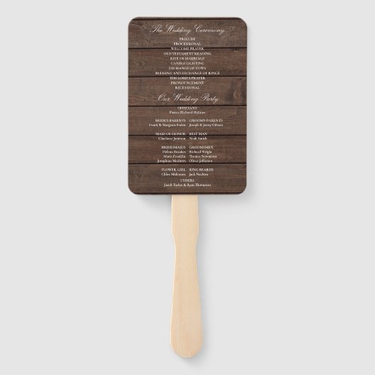 Éventail Rustic Wood Floral Programme de mariage cascade (Dos)
